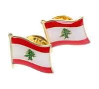 Zerodeko Lebanon Flag Lebanon Flag Design Brooch 2pcs Metal Alloy Lapel Pin Compact and Versatile Scarf Brooch Pin, Meticulously Crafted for Women and Men for Casual Outings and Wardrobe