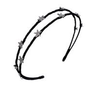 Zerodeko Lightweight Black Alloy Star Headband for Women, Portable Carry Fashionable and Luxurious Hairband for Dancing Party and Birthday Festival Accessories