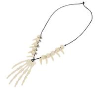 Zerodeko Lightweight Resin Skull Necklace with Bone Pendant for Halloween, Easy to Carry and Store, Unique Creepy Chic Style for Halloween Costume or Fancy Dress