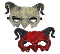Zerodeko Lightweight Rubber Foam Half Face Demon Mask with Horns, Portable Devil for Halloween Cosplay Events and Stage Performance