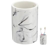 Zerodeko Marble Bathroom Mug Resin Gargle Cup with Unique Marbling Design and Convenient Storage for Home and Hotel Use, Elegant White Tooth Brushing Water Cup to Prevent Mouth and Hand