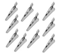 Zerodeko Metal Clips 10pcs Stainless Steel Crocodile Clips for Fast Testing and Temporary Wiring in Electrical Applications 1.97 in Spring Clamps