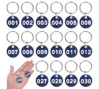Zerodeko Metal Number Tags Set with Key Rings, Aluminum Luggage Id Tags 1-30 Blue for Home, Office, Hotel Property Management, Car Key and Cruise Ship Labels