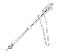Zerodeko Metal Torah Pointer with Chain for Precise Bible Reading Vintage Style Religious Tool for Home School Travel Comfortable Grip Jewish Present Silver Crown Head Design
