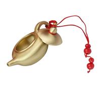 Zerodeko Mini Brass Teapot Collectible with Lanyard for Home Decoration