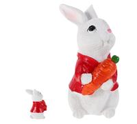 Zerodeko Mini Resin Rabbit Garden Statue with Carrot Figurine for Outdoor Use, Waterproof White Bunny Ornament, Charming Lawn and Patio Decoration for Garden and Balcony