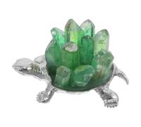 Zerodeko Mini Turtle Statue Green Crystal Figurine Fengshui Decor 2.4X1.8 | Turtle Decor Statue, Small Brass Turtles Paired with Crystal, Perfect as Bedroom Ornament for Room Feng Shui Decoration