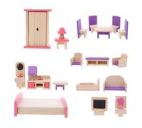 Zerodeko Miniature Wooden Dollhouse Furniture Set DIY Play Accessories for Pretend Play with Tiny Chairs Tables and Beds Quality Construction for Roleplaying Fun and Social Skills
