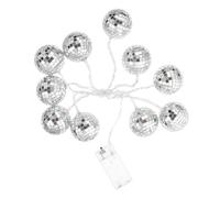 Zerodeko Mirror Disco Ball Light LED Mosaic Ball String Camping Tent Accessories Energy-Saving Decorative String Lights Warm White 1.8m Home Party Decor Silver