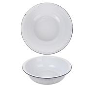 Zerodeko Mixing Bowls Sturdy Enamel Material White Large 2pcs Enamel Vintage Aesthetic, Multipurpose Use Easy to Clean Salad Serving Or Soup Basin for Kitchen and Laundry