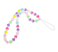 Zerodeko Mobile Phone Chain Beads Phone Lanyard Acrylic Heart-shaped Delicate Lightweight Smooth Wrist-wearable Hanging Rope for Portable Electronic Products Random Color