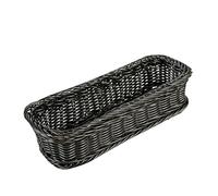 Zerodeko Multi-Functional Rectangular Imitation Rattan Basket Woven Plate Storage for Kitchen Home Dining 30x11x7cm Grey for Serving Breads and Snacks