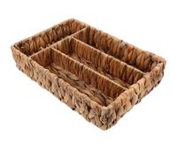 Zerodeko Multi-grid Hyacinth Storage Basket with Iron Frame, Woven Flatware Organizer for Chopsticks, Spoons, and Forks, Easy to Clean and Practical Kitchen Utensil Holder for Drawer Or