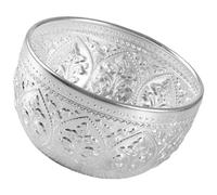 Zerodeko Multipurpose Tin Bowl with Thai Style Pattern Design, 3mm Thick Decorative Carved Bowl for Storing Essential Oil, Smooth Surface Without Burrs, for Beauty Salons and Massage