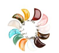 Zerodeko Natural Agate Crystal Pendants DIY Material Jewelry Findings 10 Pcs Moon Shaped Necklace Charms Delicate Design Suitable for Sweater Chain and Anklet Crafts