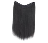 Zerodeko Natural Looking Long Straight Hair Extensions for Women Synthetic Hair Pieces 60cm Black Skin Friendly High Temperature Fiber Suitable for Hiking and Halloween Party