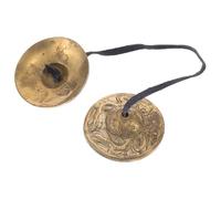 Zerodeko Nepalese Copper Finger Cymbals Pair with Elastic Band, Hand Percussion Mini Gong for Yoga, Meditation, Spiritual Mindfulness, Ethnic Brass Rhythm Instrument