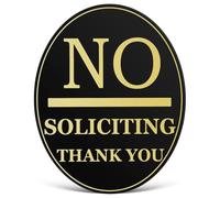 Zerodeko No Soliciting Sign for House and Business, Acrylic Material with Warning and Resistance to Deformation, Black No Soliciting Sticker with Back Adhesive Tape for Front Door or Yard