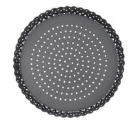 Zerodeko Non Stick Pizza Pan Round 8 Inch Carbon Steel Oven Baking Tray | Easy Release, Clean and Sanitary, Fluted Sides, Black Finish, Removable Base, Not Easily Deformed