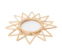 Zerodeko Nordic Style Wall-mounted Mirror Rattan Decoration, Wood Frame Elegant Design, Practical Makeup and Wall Art Decor for Housewarming and Living Room