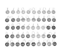 Zerodeko Numbered Key Tags for Organised Coding Stainless Steel 50pcs with Hollow Round Design and Split, Weather Resistant Metal Number Tags and Key Identification and Cabinet Office