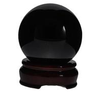 Zerodeko Obsidian Crystal Ball Sphere Desktop Ornament Wood Stand for Office and Home Decor Black