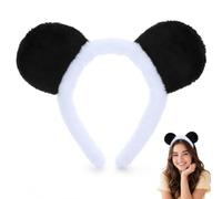 Zerodeko Panda Headband Ears Costume Accessory Black Pp Cotton Plastic Animal Headband for Cosplay Party Hair Accessory Birthday Christmas Masquerade Washing Face and Makeup