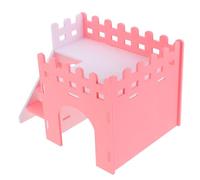 Zerodeko Pink Two-story Hamster House Bear Shape Pvc Hideout for Pets