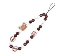Zerodeko Plastic Phone Chain with Bear Beads Design, Coffee Colour, Wearable on Hands and Convenient Installation, Decorative Phone Hanging Strap for Cameras and Electronic Accessories