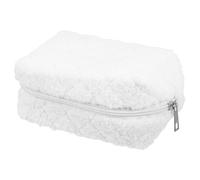 Zerodeko Plush Pencil Case with Large Storage Capacity and Diamond Quilted Pattern, White Portable Pen Organizer Fits Over 20 Pens, for Back to School and Travel Use