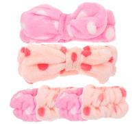 Zerodeko Polka Dot Bowknot Spa Headband and Face Wash Wristband Set, 6pcs Light Pink and Pink White Dot Hair Bands for Girls, Soft Elastic Makeup Hair Wraps for Skincare and Face Washing