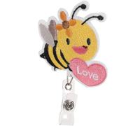 Zerodeko Portable Bee-Pattern Badge Holders Made of Plastic and Felt with Rotating Easy On/Off Function, Cute and Beautiful Id Card Clips for Office Workers and Nurses