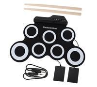 Zerodeko Portable Black Silicone Hand Roll up Drum Set with USB Charging, Pure Sound Quality and Convenient to Carry, for Practicing and Drum Set Learning for Boys and Girls and Beginners