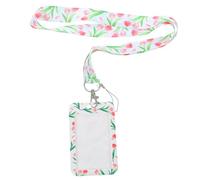 Zerodeko Portable Id Card Holder with Assorted Colour Floral Pattern Lanyard, Sturdy Polyester and Plastic Work Card Case for Cruise and Office Use