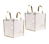 Zerodeko Portable Insulated Bags 2Pcs Thermal Cooler White Lightweight Non-Woven Fabric Aluminum Foil Zipper Food Storage for Cake