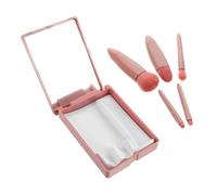 Zerodeko Portable Mini Makeup Brush Set with Built Mirror Compact Case Skin-friendly Travel Cosmetic Brushes for Foundation Eyeshadow Powder Essential Kit for Women the Go
