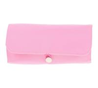 Zerodeko Portable Pink Makeup Brush Holder with Cloth Material, Lightweight Folding Makeup Brush Rolling Case for Travel, Suitable for Lipsticks and Cosmetics Storage
