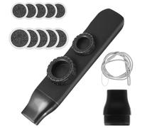 Zerodeko Professional Dual Hole Kazoo with Replacement Membrane, Black Portable Kazoo Instrument for Adults and, Includes Lanyard and 10 Membranes for Music Parties and Accompaniment
