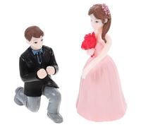 Zerodeko Proposal Couple Dolls Figurines Miniature Bride and Groom Statue Cake Topper Decorative Ornament for Engagement and Wedding Home Décor Random Color Random Color