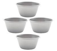 Zerodeko Pudding Molds and Easy to Wash Design High-Carbon Steel 4pcs Multi-Function with Non-Sticky Surfaces in Silver Baking Cups for Making Jelly and Pudding