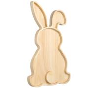 Zerodeko Rabbit Shape Wooden Serving Tray Easter Bunny Plate for Snacks Fruit Desserts Salad Nuts Bread Display Decorative Wood Tray for Parties Dining Table Office Living Room