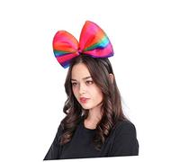 Zerodeko Rainbow Stripe Bowknot Headband Lightweight Party Headdress for Women Performance Cosplay Photo Props