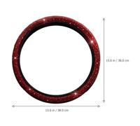 Zerodeko Red Steering Wheel Cover with Crystal Design for Car Interiors Synthetic Material, Easy to Install, Increases Friction Practical Suitable for Most Models on The Market