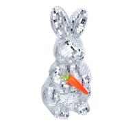 Zerodeko Reflective Mosaic Glass Sitting Bunny Figurine, Mirrored Rabbit Statue for Easter Basket Stuffer and 70S Disco Party Decorations, Home and Office Shelf Decor