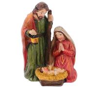 Zerodeko Resin Christmas Nativity Ornament Holy Family Figurine Small Realistic Birth of Jesus Scene Religious Tabletop Decoration Collectible Christmas Crib Gift