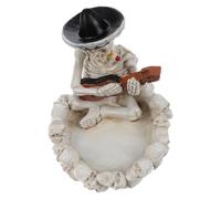 Zerodeko Resin Skull Ashtray with Windproof Design, Tabletop Ornament for Indoor Bars, Unique Halloween Decor Essential with Lifelike Skull Shape for Home and Party Use