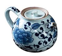 Zerodeko Retro Ceramic Teapot 12.4 Inch Blue and White Porcelain Gongfu Tea Pot for Loose Leaf Tea Traditional Chinese Set Small Kettle for Home and Office