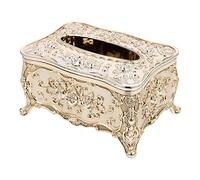 Zerodeko Retro Tissue Box European Style Tissue Box Cover Acrylic Embossing Paper Napkin Holder Container Paper Cover Napkin Holder Home Decoration (Golden) Tissue Holder