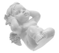 Zerodeko Retro White Resin Angel Figurines with Fine Workmanship and Good Stability, Lifelike Small Angel Sculpture Ornament for Desk and Home Décor Scenes