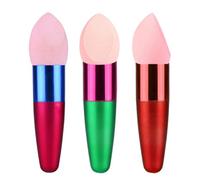 Zerodeko Reusable for Laying down Foundation and Powder Application 3pcs Makeup Red Sponge Brush with Sponge Material Random Color for Wet or Dry Use for DIY Users and Professionals